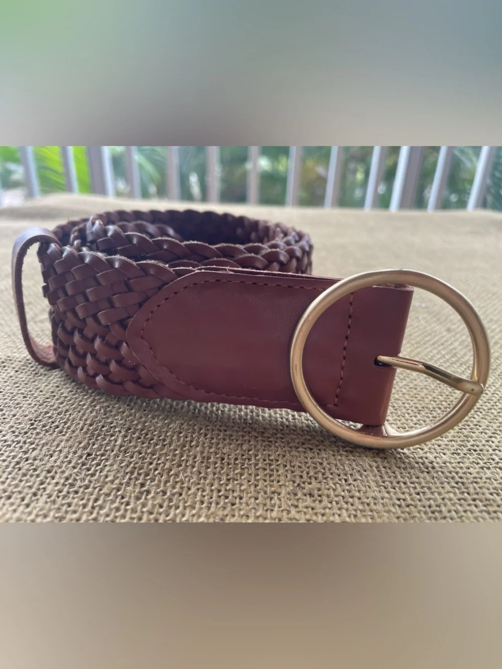 J. Crew Woven Leather Belt - Chestnut Brown